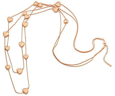 Collana a spillo per donna, Collana con ciondolo a cuore Collana a catena lunga in argento dorato Collana a strati per regali (placcato oro)