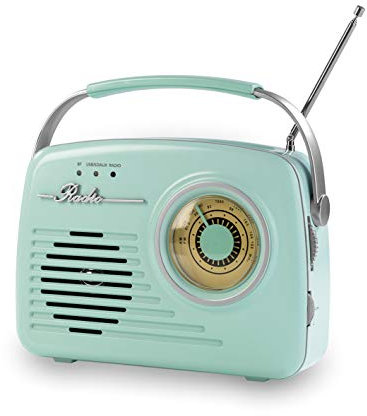 EASYmaxx Design Radio | Tragbares Radio im angesagten 50's Retro Style | Mit Bluetooth®-Technologie, SD-Karten Slot, USB und AUX Anschluss und Kopfhörer Ausgang | Stylischer Blickfang in jeder Küche