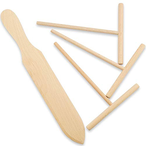Prowithlin Crepe Spreader, Crepe Maker Made Of 100% Natural Beech Wood, 12 Crepe Spatula and 4.7 Spreaders Suitable For Fit Crepe Pan/Dosa Pan/Kitchen Accessories Crepe Tools