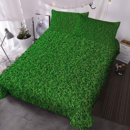 BlessLiving 3D-gedruckte grüne Gras Hintergrund Bettwäsche-Set Trösterbezüge Sets & Kissenbezüge Bett Bettbezug 2 Stück Kunst Bettwäsche (1 Bettbezug 135 x 200 cm +1 Kissenbezug 80 x 80 cm)