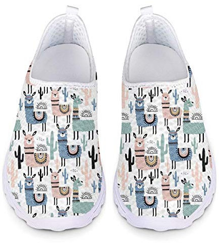 chaqlin Zapatillas de Andar de Malla sin Cordones para Mujer Zapatillas de Deporte livianas para Correr al Aire Libre Zapatillas de Deporte con patrón de Alpaca 38 EU