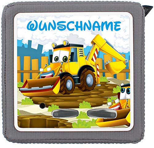 yabaduu Schutzfolie Schutzcover für Toniebox mit Namen Personalisiert Passgenau Selbstklebend Kindgerecht Folie für Kinder Spielzeug (Y031-11 Bagger, Mit Wunschname)