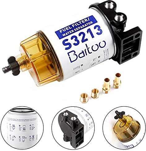 BARTOO Mercury 35-60494-1 Outboard Motor Water and Fuel Separator Yamaha Nipple Sierra Engine Boat 10 Micron - Replaces B32013, 18-7932 Assembly S3213