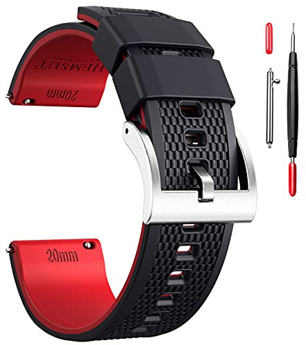 hemsut h 20mm Silikon Uhrenarmbänder, Silicone Watch Band Schnellverschluss Kautschuk Uhrenarmband für Männer Frauen weiches Ersatz