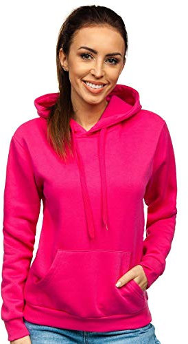 BOLF Donna Felpa con Cappuccio Maglia Manica Lunga Classica Hoodie Tempo Libero Sport Fitness Outdoor Basic Casual Style W02B Fucsia S [A1A]