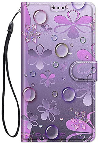 ChoosEU Leather Wallet Case for iPhone 13/14 - Purple with Magnetic Closure and Card Slot Holder