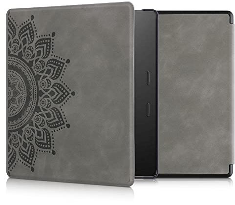 kwmobile Hülle kompatibel mit Amazon Kindle Oasis 10. Generation Hülle - Kunstleder Cover - Aufgehende Sonne Grau