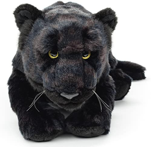 Uni-Toys - Schwarzer Panther, liegend - 44 cm (Länge) - Plüsch-Wildtier - Plüschtier, Kuscheltier