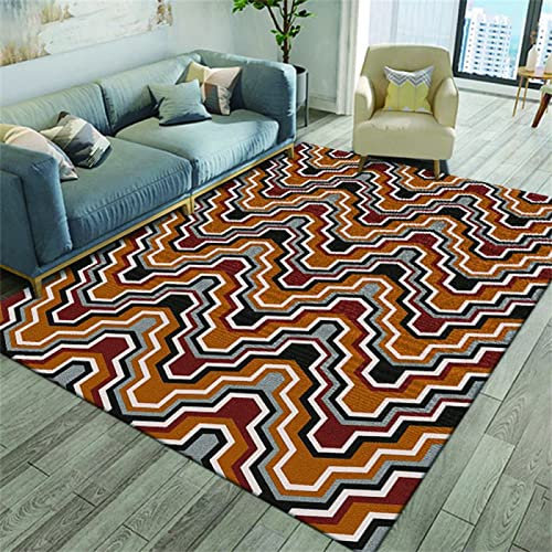 Teppich Kurzflor Salon Auslegware Moderner, Grauer, Gelber, Geometrischer, Rutschfester, Feuchtigkeitsbeständiger, Rechteckiger Teppich Teppich Groß 120X160CM