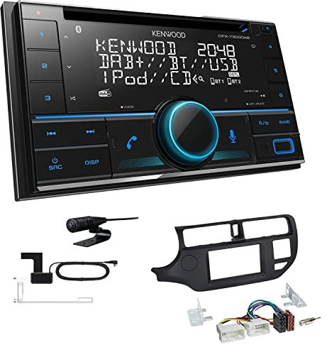 Kenwood DPX-7300DAB 2-DIN Autoradio mit Bluetooth Digitalradio DAB+ USB CD passend für KIA Rio III 2011-2015 schwarz