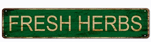 snowsun Metallschild Frische Kräuter Vintage Schilder Retro Blechschilder Aluminium Schild für Küche Zuhause Garten Wand Bar Cafe Dekor 10,2 x 40,6 cm