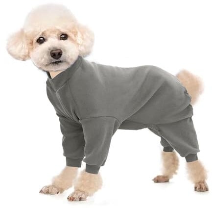 babepet Cosy Cotton Coat for Dogs with fleece lining,Full body Sweatershirt with four leg,Puppy Jumper Dog Winter Clothes Pullover for Outdoor or Indoor,Pajamas Pjs for small medium dogs-Grey-XL