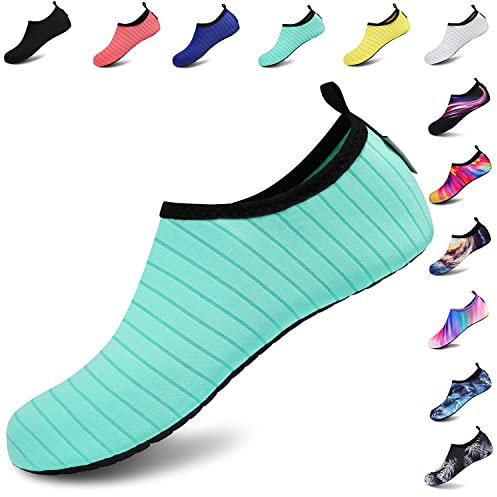 VIFUUR Femmes Chaussures d'eau Hommes, Pieds Nus Eau sèche Natation Yoga Chaussures de Plein air Snorkeling Plage Surf Vert 42/43EU