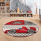 SIMPEX Teppich Rund Kinderzimmer Rennwagen Design Rot Kurzflor Kinderteppich mädchen Spielteppich Modern Design Babyzimmer Teppiche für Junge und Mädchen Extra Weich 120 cm Rund