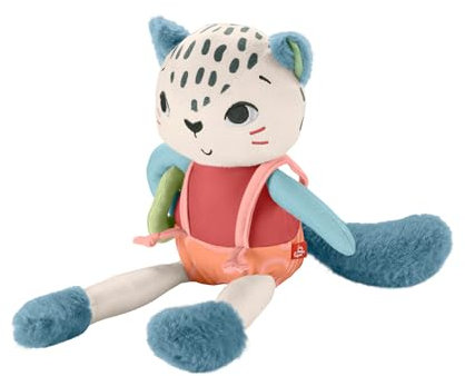Fisher-Price Planet Friends Leopardo de las nieves, juguete sensorial para bebé recién nacido, fabricado con un 95% de plástico reciclado y envasado con certificado FSC (Mattel HKD64)