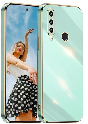 Kaywzo Hülle für Huawei Y6p,TPU Galvanisiertes Stoßfeste Handyhülle,Glänzend Spiegel Kratzfeste Schutzhülle,Ultra Dünn Silikon Cover Case,Grün