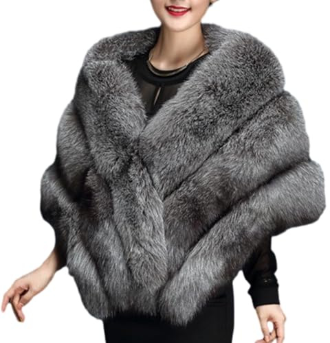 Frauen Braut Hochzeit Kunstpelz Schal Wrap Braut Pelz 1920er 1950er Schal Stola Wraps und Tücher für Frauen