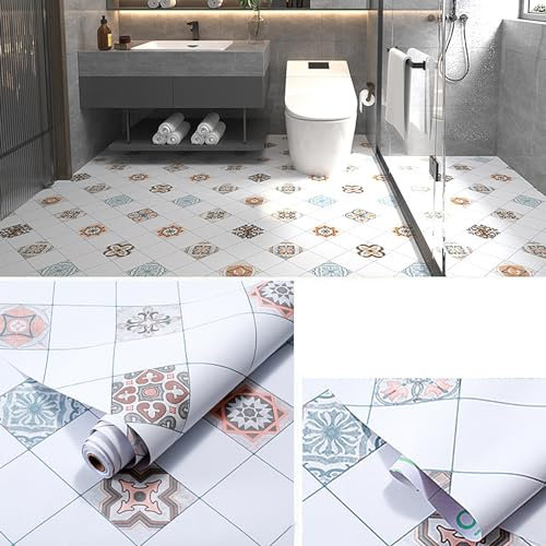 PVC Bodenbelag 5M x 40cm (2m² Karierter Retro-Stil für Eingang, Wohnzimmer, Kühe, Balkon, Abstellraum (Vintage-B)