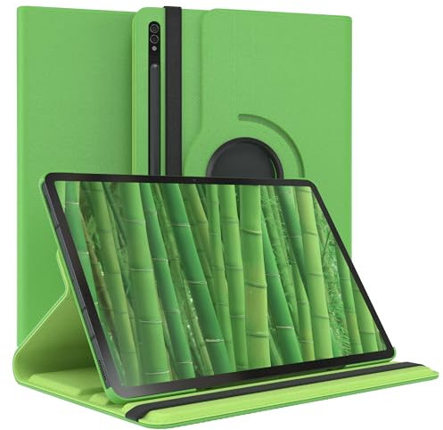EAZY CASE - Custodia per Samsung Galaxy Tab S7 Plus / 5G / S8 Plus tablet Cover protettiva Smart Cover Supporto rotante Astuccio pieghevole 360° girevole con funzione stand Similpelle Verde