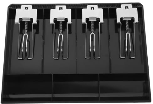 NUOBESTY Kassenschublade Registrierkasse Geldeinsatz Wechselgeld Kasse Ersatzfach 4 Scheine 3 Münzen Bargeldeinsatz Geldaufbewahrungsfach Mit Clip Für Zuhause Geschäft Geschäft