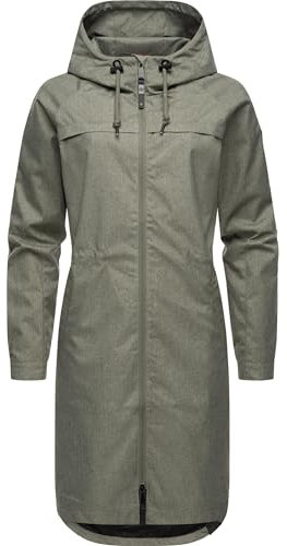 Ragwear Damen wasserdichte Übergangsjacke leichte Jacke lang mit Kapuze Belinka Olive24 Gr. XS