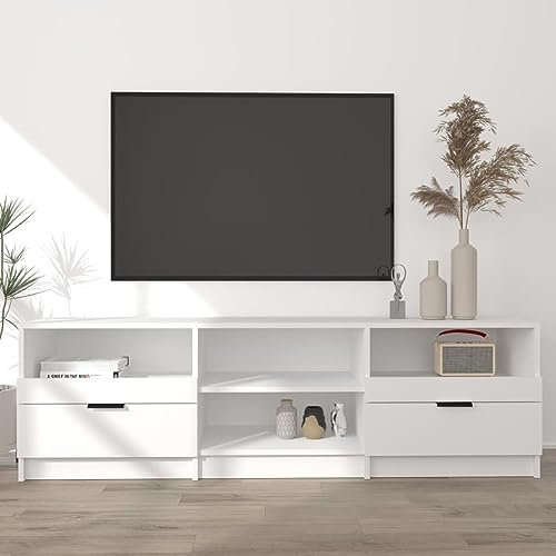 ARKEM TV-Schrank Weiß 150x33,5x45 cm Holzwerkstoff Fernsehertisch Kommode FüR Fernseher