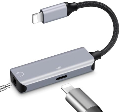 SEUMOO for iPhone Port to 3.5mm Headphone Jack Adapter 2 in 1 iPhone Headphone Adapter Splitter AUX Charge Cable Audio Charging MFI Certified Compatible with iPhone 14 13 12 11 Pro XS XR X iPad