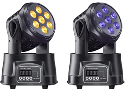 Areyourshop 2-Pack Moving Head Disco Lights - LED RGBW 70W DJ Stage Lights with Voice Control, Support DMX512, Sound-Activated for Clubs, Banquets & Parties