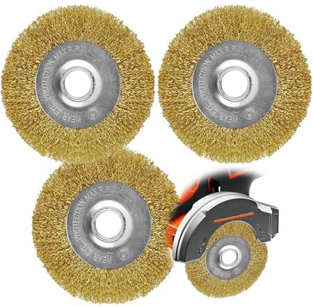 Luckwaii Fugenbürste Stahldraht Fugenbürste 3PCS Messingbürste Fugenreiniger, Runde Metallbürste Kompatibel Bohrung 16 mm Breite zur Entfernung von Unkraut Moos Steinen