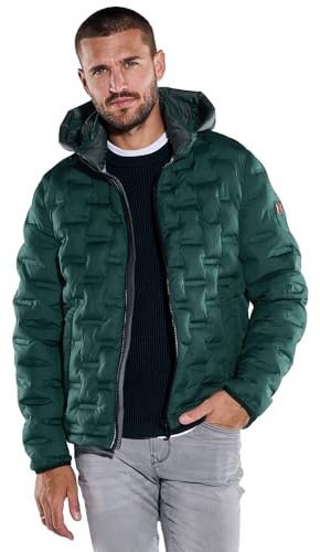 emilio adani Herren Steppjacke mit Abnehmbarer Kapuze, 37192, Dunkelgruen in Größe 54