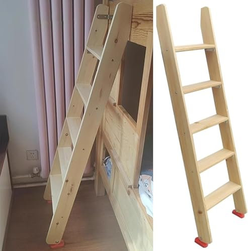 AVLLSO Etagenbett Leiter Ersatz-Etagenbettleiter mit 10 cm Breiten Pedalen und rutschfesten Füßen, Holzleiter für Buchhandlungs-Schlafzimmer, 7,3 6,5 5,7 4,9 4,1 3,2 Fuß(150cm/59/4.9ft Tall)