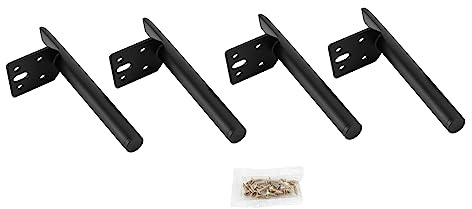 JUUTALK Lot de 4 pieds de table en métal de 18 cm - Noir - Pieds de meubles - Pieds de table ronds - Pour canapé, table basse, meuble TV, bureau, etc.