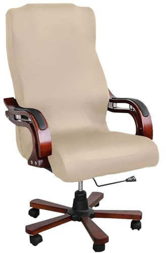 FYTXSZ Stretch Office Computer Chair Cover Universal Fit - Stretchable Washable Chair Cover Durable and Protective Armchair Slipcover (Beige, M)