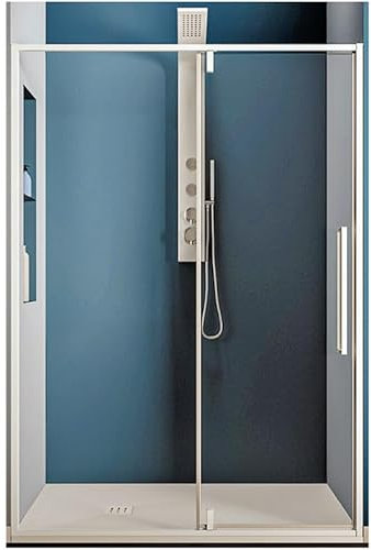 Impali Cabine de douche H200 cm extensible 117-120 cm à niche porte battante cabine de douche cristal trempé 6 mm transparent fermeture magnétique anti-calcaire (blanc mat 120)