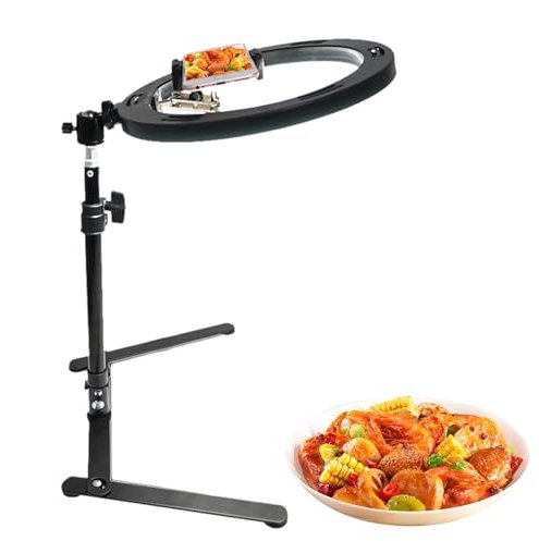 Unterstützt Tischtelefon, Unterstützung des Telefons für Aufnahmen von oben, Stativ für das Selfietelefon verstellbar mit Licht | Aufnahmeausrüstung für Stream