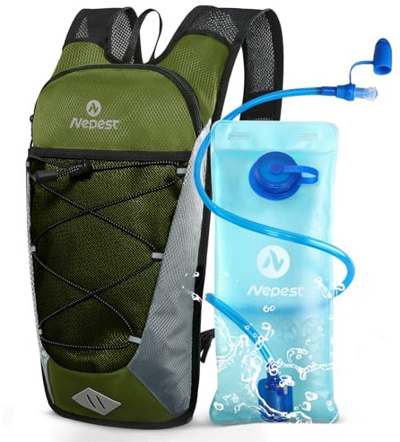 Nepest 6L Fahrradrucksack – MTB & Outdoor-Begleiter mit 2L Trinkblase | Verstellbarer Brust- & Taillengurt mit Sicherheitspfeife | Für Radfahren, Laufen & Skifahren - Grau