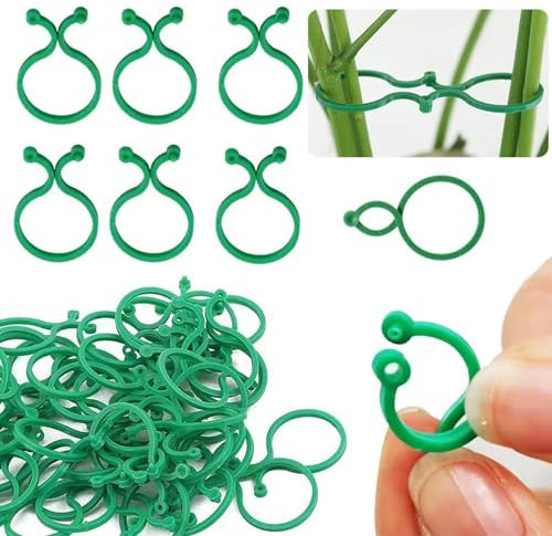 HMYCL 100 Pcs Plant Clips, Plant Support Clips Garden Vine Clips Flower Stem Clips for Climbing Plants, Fixing Tomatoes, Vegetables, Cucumbers, Twine Vine Trellis Cage