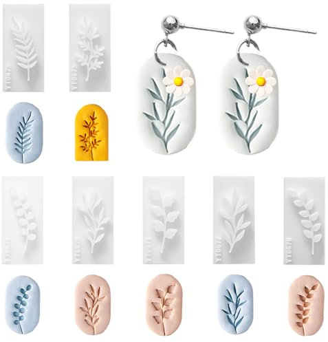 Bofanze 7 Pièces Emporte-pièces en Argile Polymère en Forme de Feuilles Boucles D'oreilles en Argile Polymère Coupe-boucles D'oreilles en Argile Plastique para Pendientes de Bricolaje y Otras Joyas