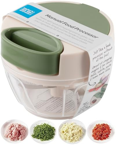 Taylor's Eye Witness 400ml Small Manual Food Chopper - Fruit, Nuts, Herbs and Vegetables Processor, Slicer, Cutter & Dicer. Pull String Mechanism, Stainless Steel Removable Blades & Dishwasher Safe