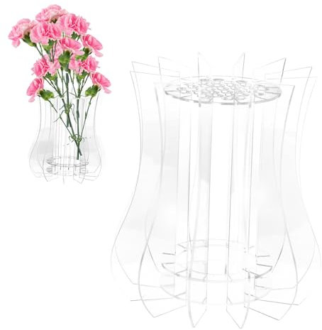 BOXOB Vaso per Fiori Puzzle, Set di Costruzione di Bouquet in Acrilico Trasparente Espositore Creativo per Fiori Rose Girasoli Narcisi Loto Tulipani (Stile A)
