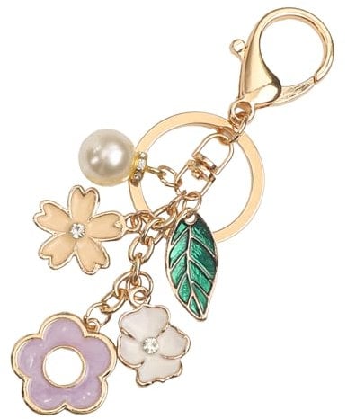 Mikovivi Flower Purse Charms Keychain, Floral Key Chain Cute Flower Tassel Purse Keyrings Wallet Handbag Backpack Bag Decorative Accessories For Women