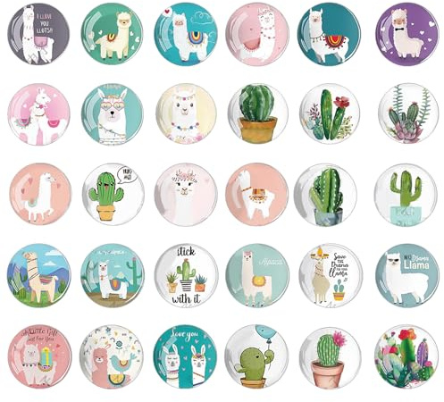 AIRTILY 30 Stück Cartoon Alpaca Magnete, Kreative Süße Kühlschrankaufkleber, Heimdekoration, Partygeschenke.
