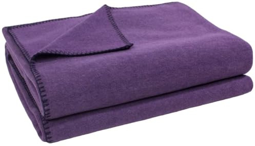 Zoeppritz Soft-Fleece Decke mit Cashmere Handfeel - 110 x 160 cm - Oeko-TEX 100 - Made in Italy - 490 Aubergine