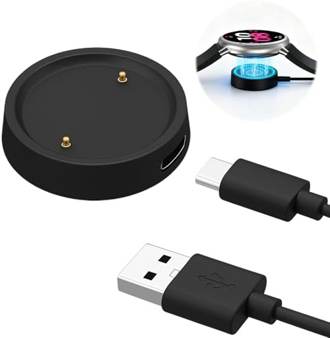 Caricatore Magnetico Compatibile con Amazfit Active 2/ Bip 6, Caricabatterie Addatore Tipo C con Portatile Cavo 1m Smartwatch Accessori per A2437 A2435 - Nero