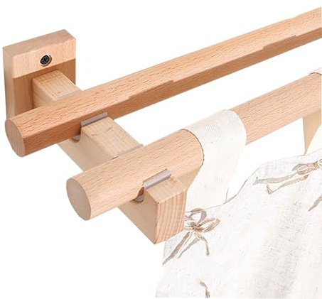 Stille Gardinenstange aus Massivholz, 180 cm, einzelne Römerstange für Schlafzimmer und Zuhause, einfache Bohrmontage, natürliche Holzfarbe, elegant und langlebig, perfekt für stilvolle Dekoration