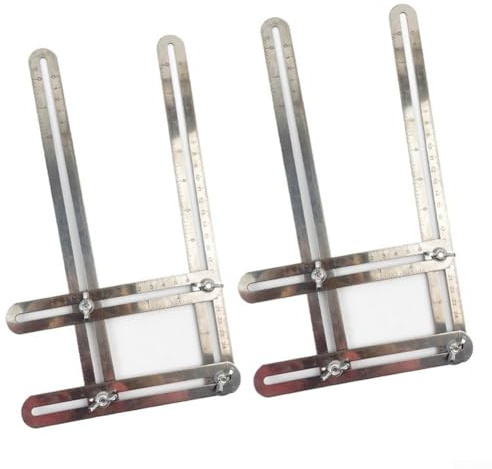 2 x Zollstock, aus Edelstahl, mit einstellbarer Winkelfunktion und kompaktem, tragbarem Design