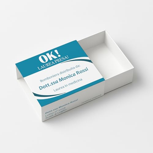 PV Grafik 24 Bomboniere Laurea Personalizzate con Nome, Scatoline Portaconfetti Laurea, Bomboniera Laurea Personalizzata, Portaconfetti Laurea Personalizzati Tema Farmaco Ironico (OK)