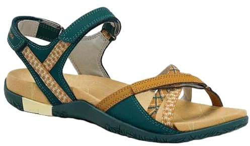 CHIRUCA Damen-Sandalen Valencia 14 Petrol Camel, Petroleum, Kamel, 38 EU