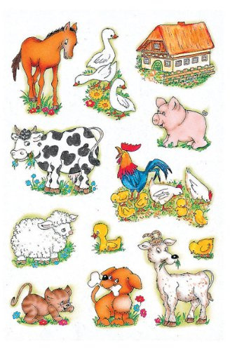 HERMA 5419 Lustige Tiere Sticker für Kinder, Bauernhoftiere (36 Aufkleber, Papier, matt) selbstklebend, permanent haftende Motiv Etiketten für Mädchen und Jungen, bunt