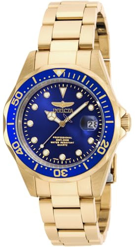 Invicta Pro Diver Reloj de cuarzo para hombre de acero inoxidable, Azul / Oro, 37 mm